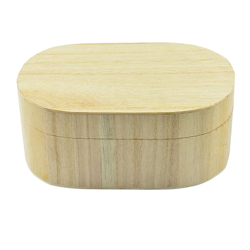 Unfinished Oval Shape Wooden Box Gift Jewelry Box DIY Base for Kids Crafts