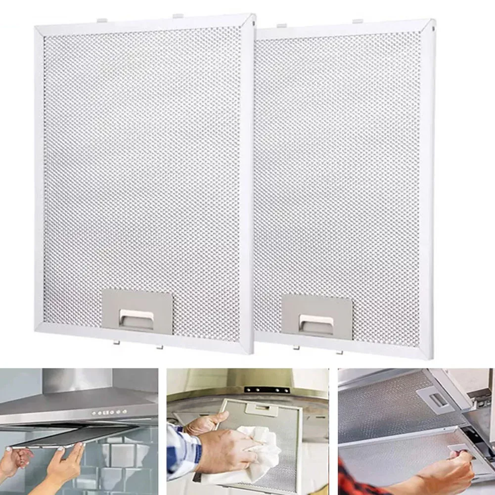 2pcs Aluminum Alloy Cooker Hood Filter For Range Hood Vent Replacement Compatible With Most Brands 298 X 239 X 9mm
