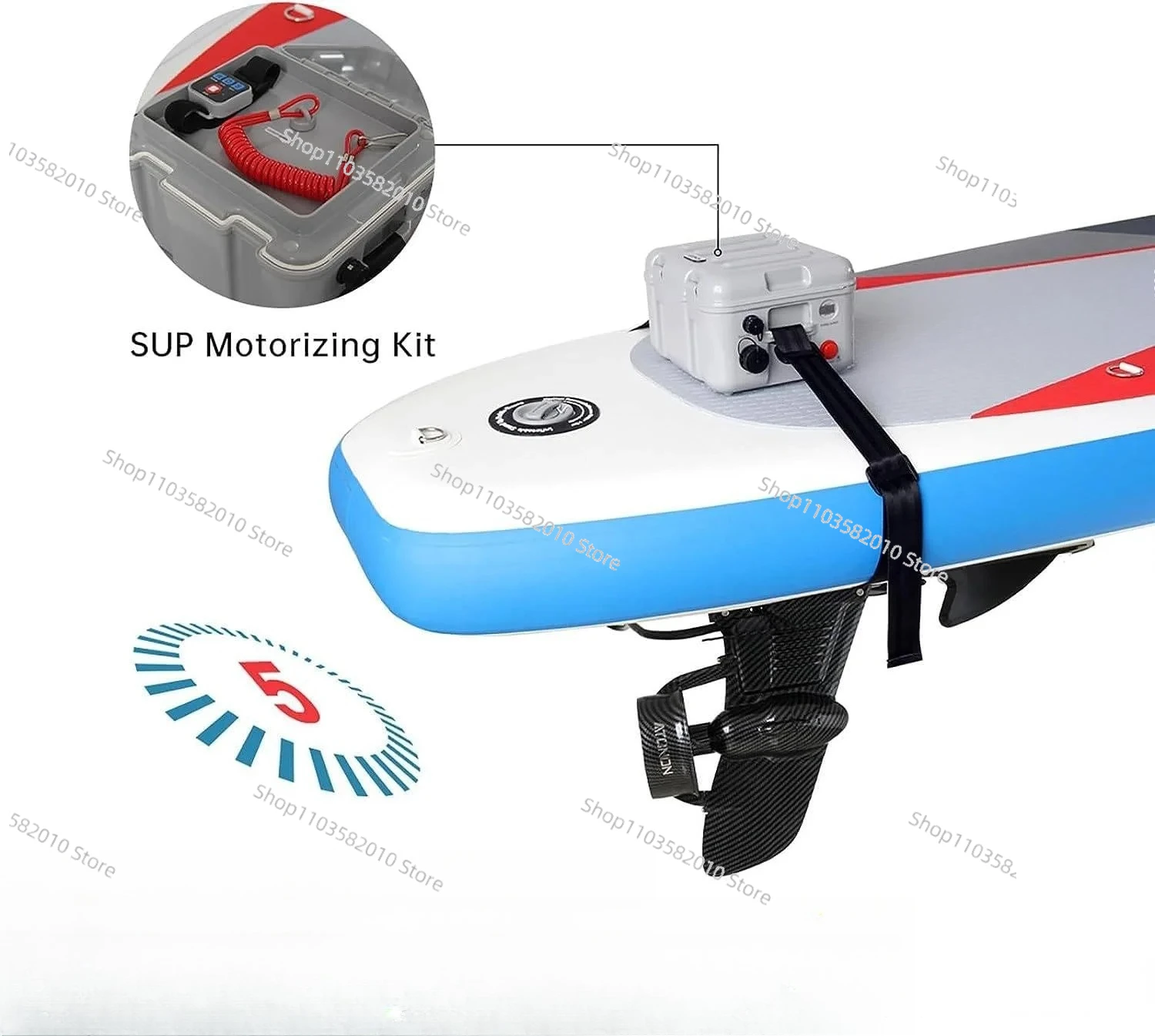 24v Battery Electric Fin,Paddle Board Push Motor Inflatable SUP Surf Kayak,the Top Speed 7.5 Km/h,Equipped with Remote Control