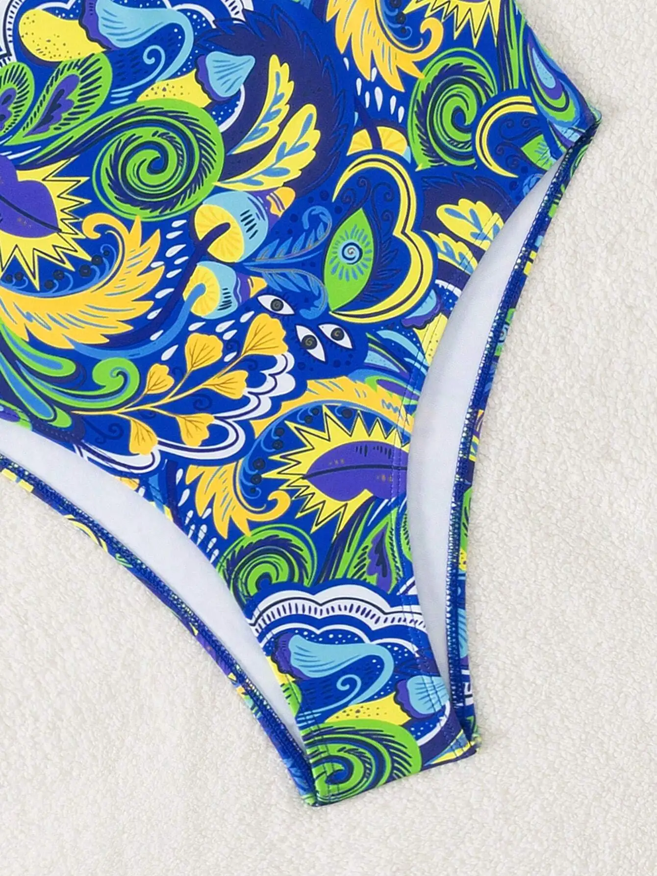 

Women One Piece Swimsuit Halter Deep V Neck Beach Swimwear Print