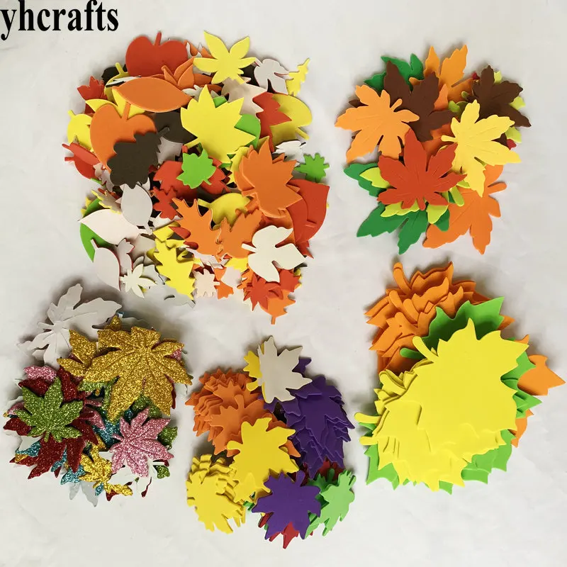 300PC Various leaf foam stickersThanksgiving Day crafts Autumn Harvest arts toys Handmade OEM bulk wholesale