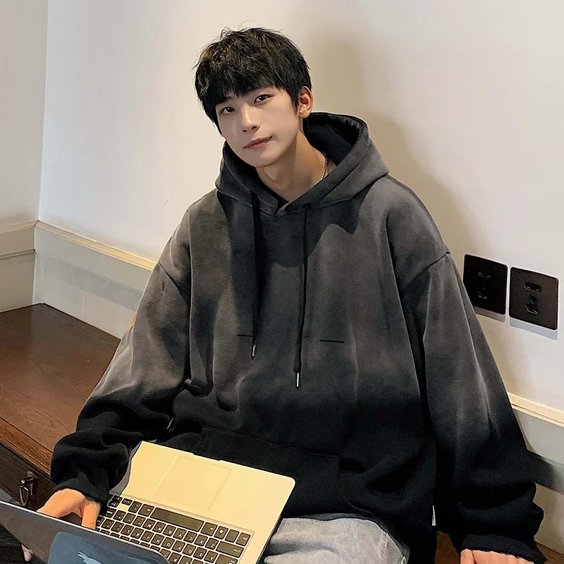 Gradient Dyed Sweatshirt Men's Street Style Hip Hop Oversize Jacket Spring Autumn Polyester Fabric Casual Long Sleeve Hoodie