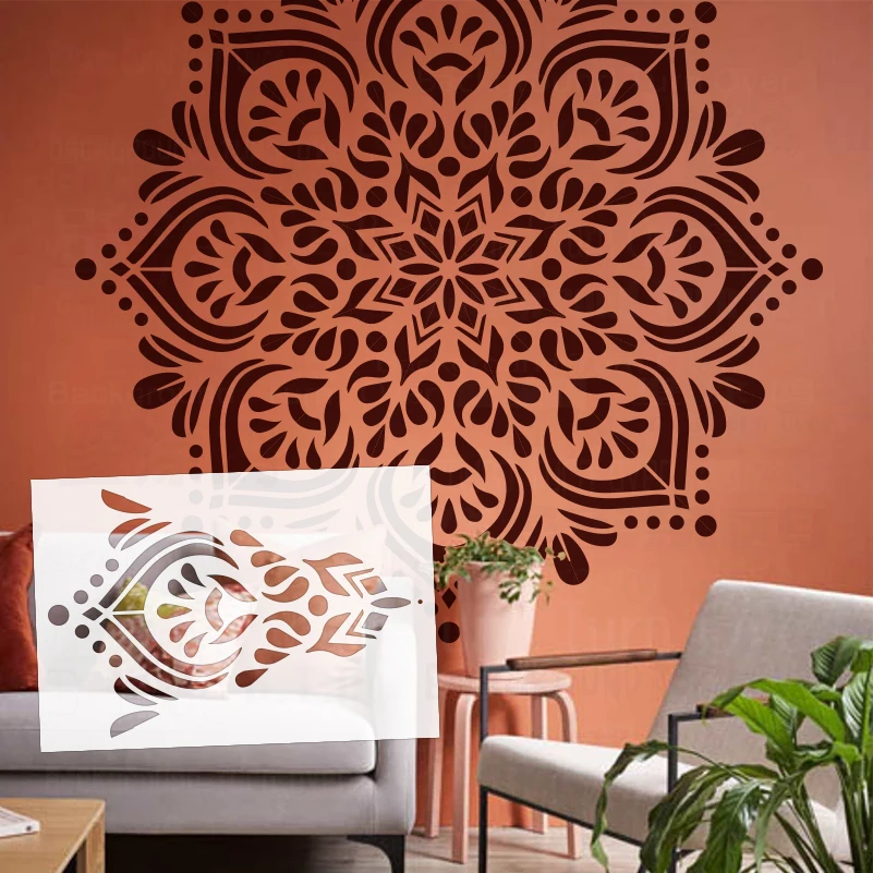 100cm - 130cm Stencil For Painting Wall Plaster Template Furniture Makers Larges Rococo Mandala Huge Giant Flower Round S536