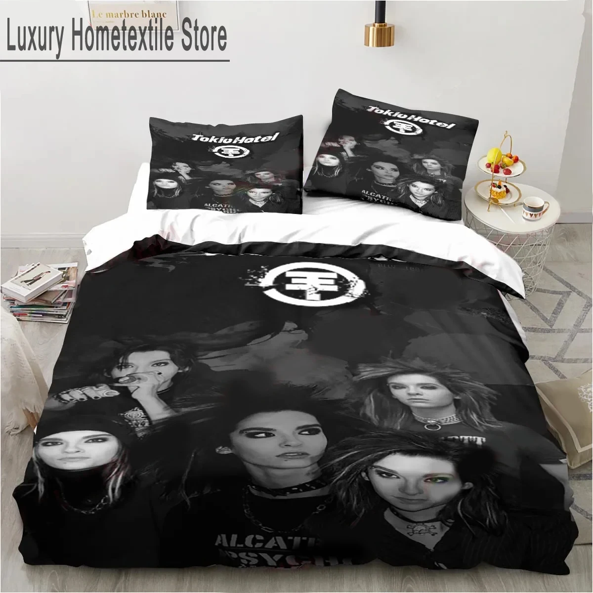 Imagem -06 - Conjunto de Cama do Hotel Tokio para Meninos e Meninas Capa de Edredão Fronha Têxtil Doméstico Gêmeo Queen King Size Cama de Adulto