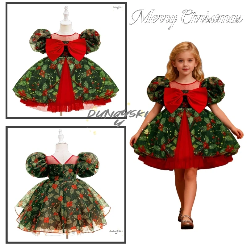 

Christmas Dresses Collection Girls Santa Claus snowflake Clothes Kids Christmas Party Cos Performance Costume Girls