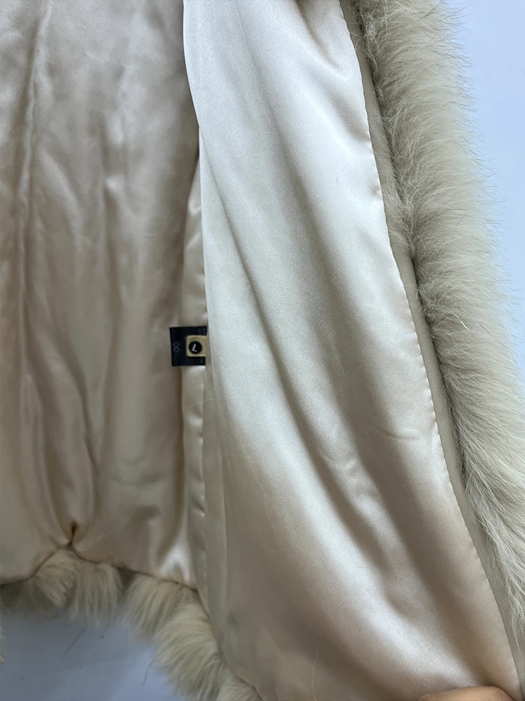 Winter Warm Fox Fur Jacket Lady Women Natural Fur Coat Long Sleeve Outwear Overcoat Authentic Genuine Fur Coats