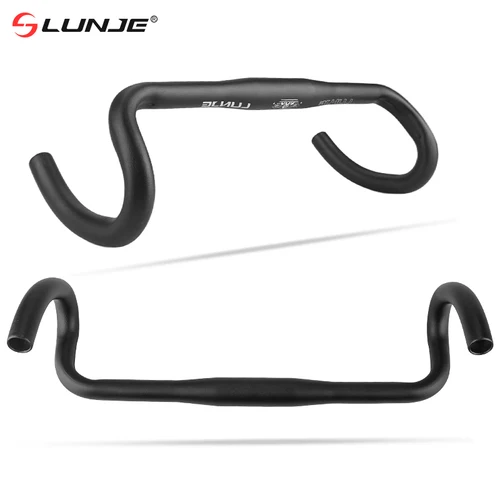 Imagen 2 del producto Manillar de bicicleta de carretera LUNJE 25,4/31,8 380/400/420mm barra doblada acabado mate negro manillar de aleación de aluminio para bicicleta