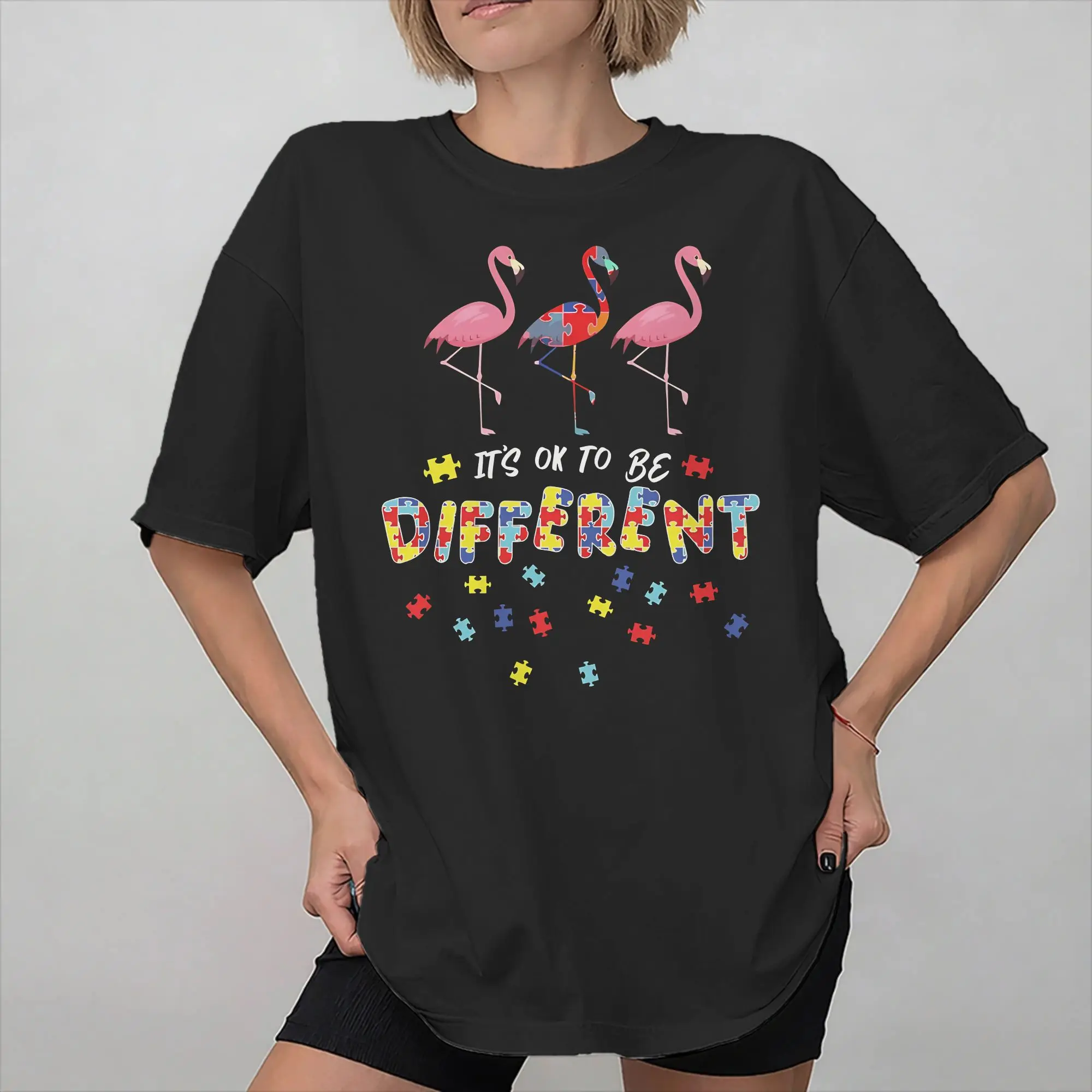 It's Ok To Be Different Flamingo Tee Shirt for Men Women Graphic Printed T Shirts  100% Cotton Clothing
