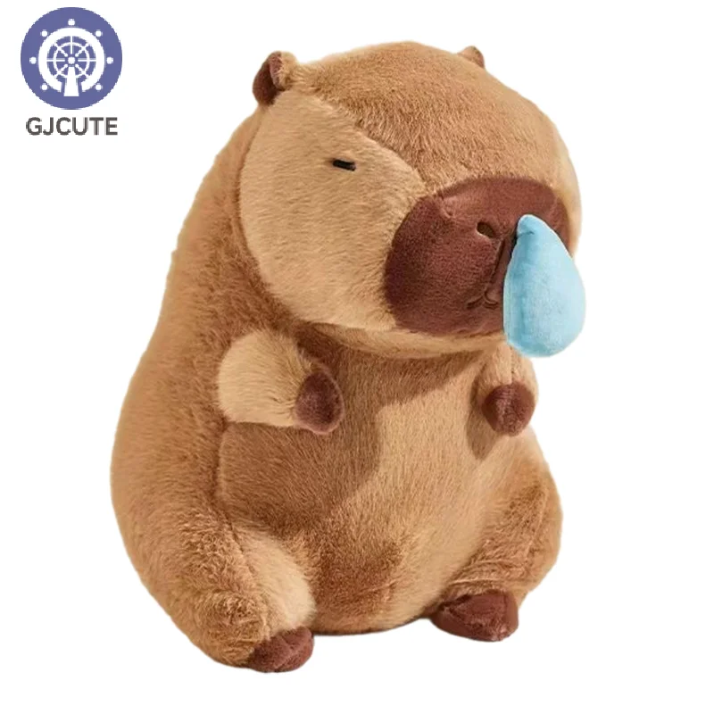 25cm Fluffy Snotty Capybara Plush Doll Kawaii Capybara With Stretchable Nasal Mucus Stuffed Toy Animals Birthday Gift