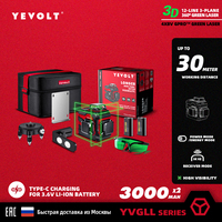 YEVOLT YVGLL4XS-Series Green Laser Level 3/4-Plane 12/16-Line Self-leveling 360 3D/4D Horizontal & Vertical 3.6V Power Tools