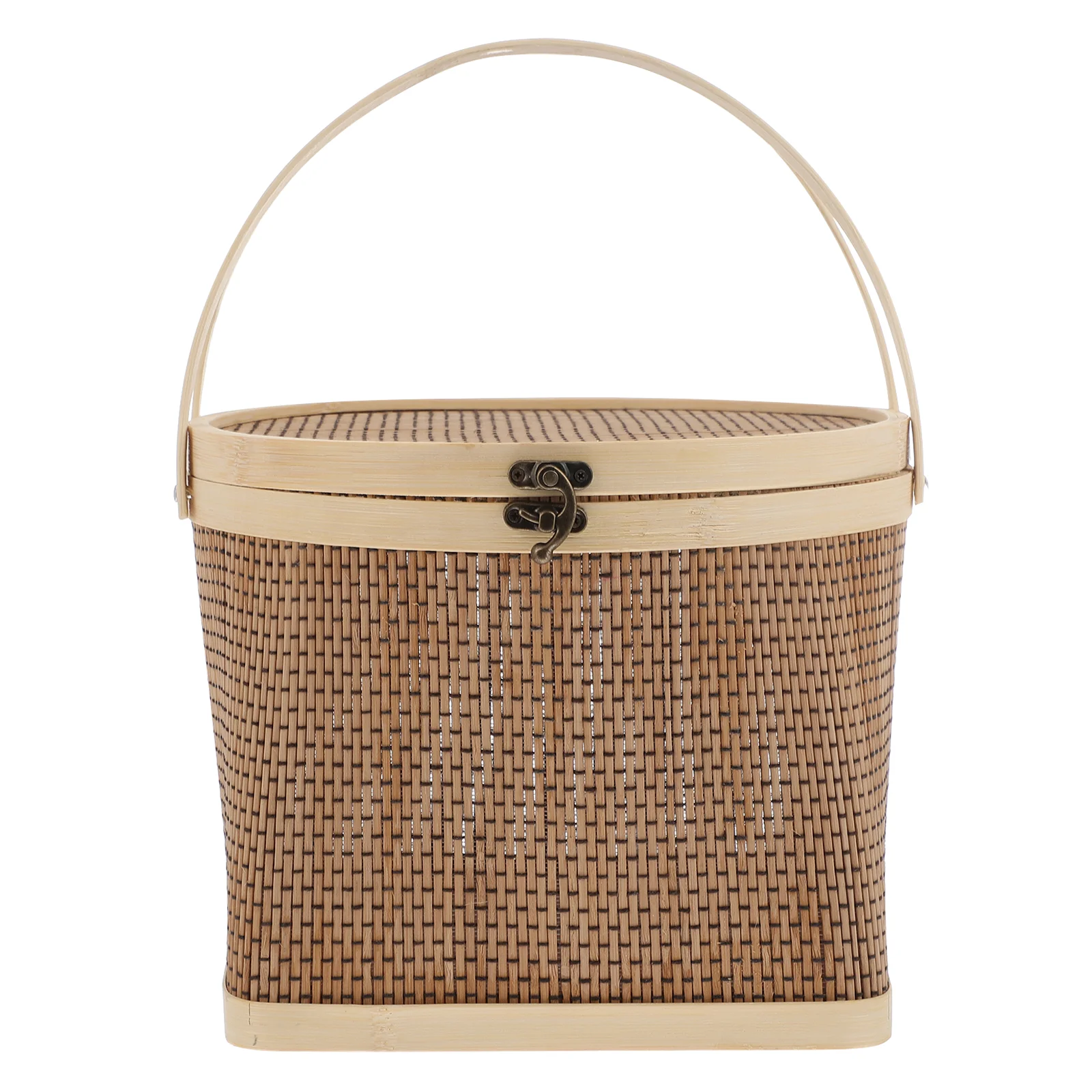 

Egg Basket Bamboo Moon Cake Storage Bin with Lid Wicker Container Girl Snack Containers