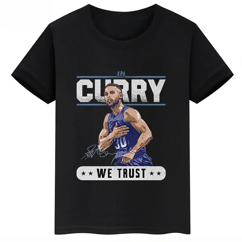 Stephen Curry Printed Children Fashion T Shirt Short Sleeve Summer Cotton Kid Tshirt Sports Basketball Top Boy Clothing Baby Tee