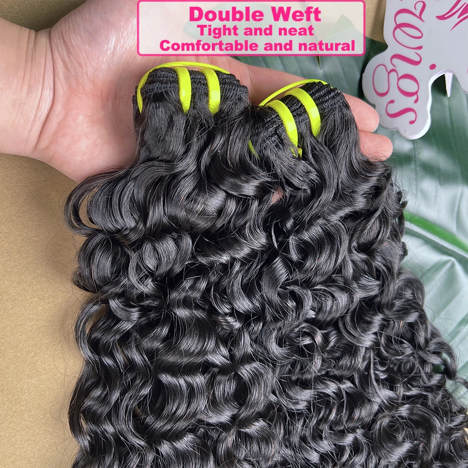 Double Drawn Water Wave 100% Raw Virgin Human Hair Bundles Bouncy Curly Vietnamese Unprocessed Hair Weave Extensions Thick