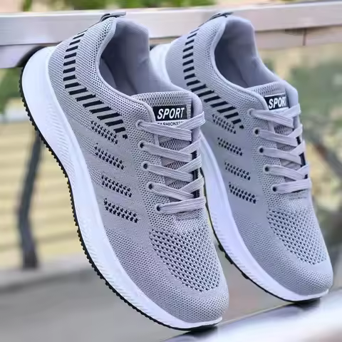 2025 Summer Unisex Mesh Casual Sneakers Outdoor Breathable Light Lace Up Casual Shoes for Men Flat Walking Training Sports Shoes