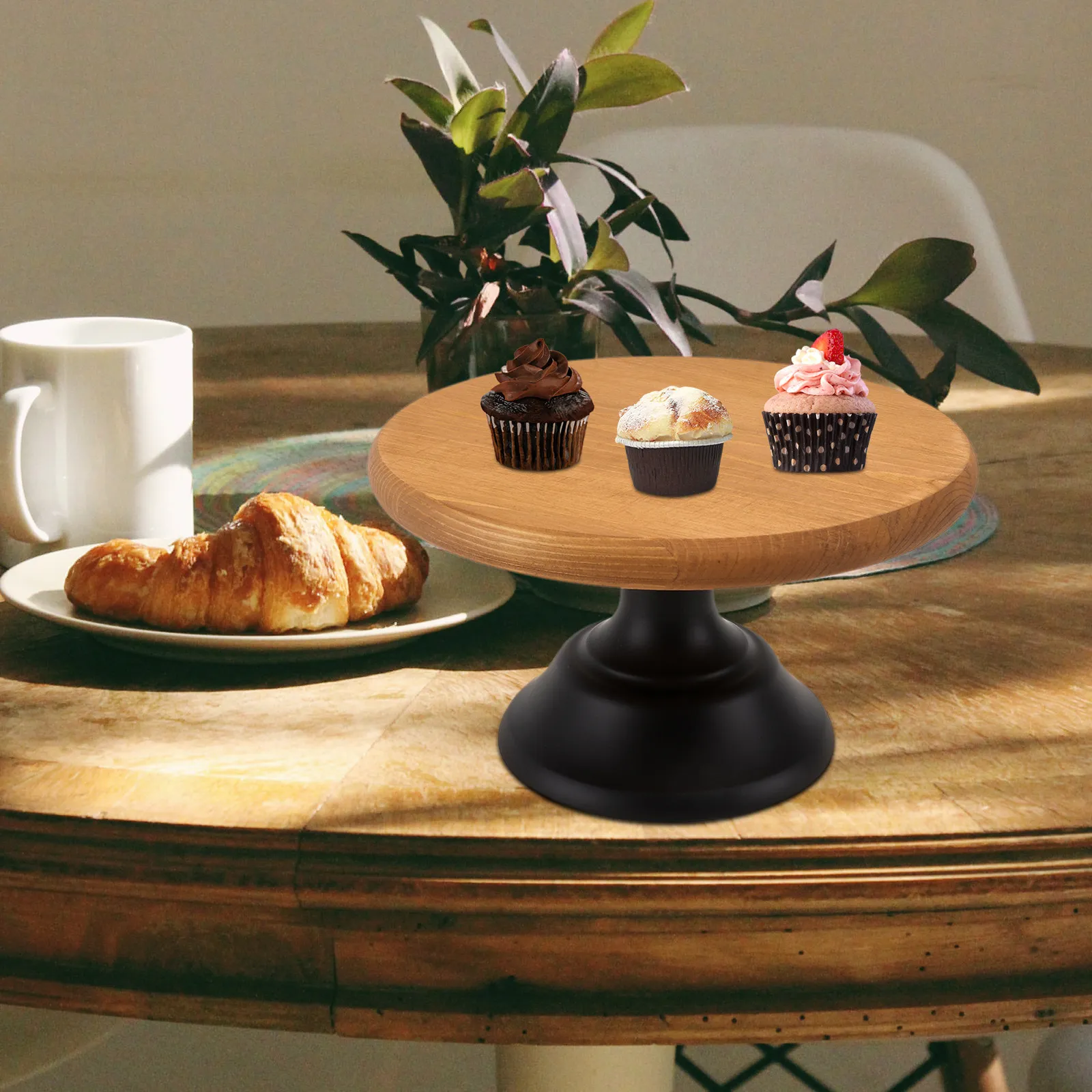 

1Pcs Elegant Cake Display Holder Solid Wood Metal Construction Multi Use Dessert Fruit Tray Party Supply Wedding Cake Stand
