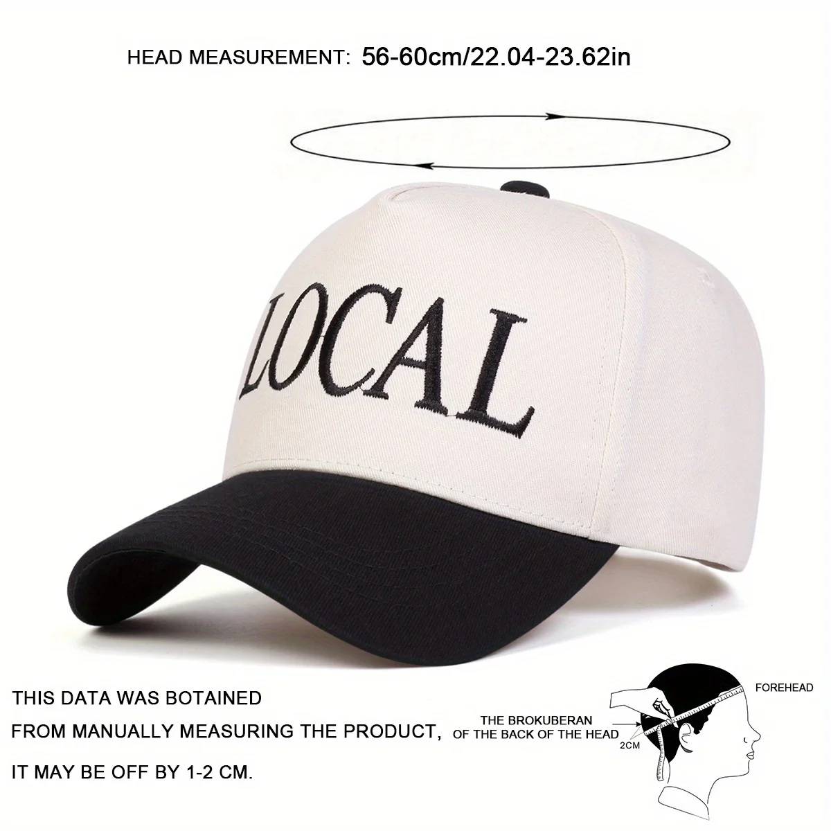 [قبعة بيسبول محلية] قبعة بيسبول محلية خفيفة الوزن للرجال من البوليستر قابلة للتعديل، تصميم 5 جوانب مع تطريز "محلي"