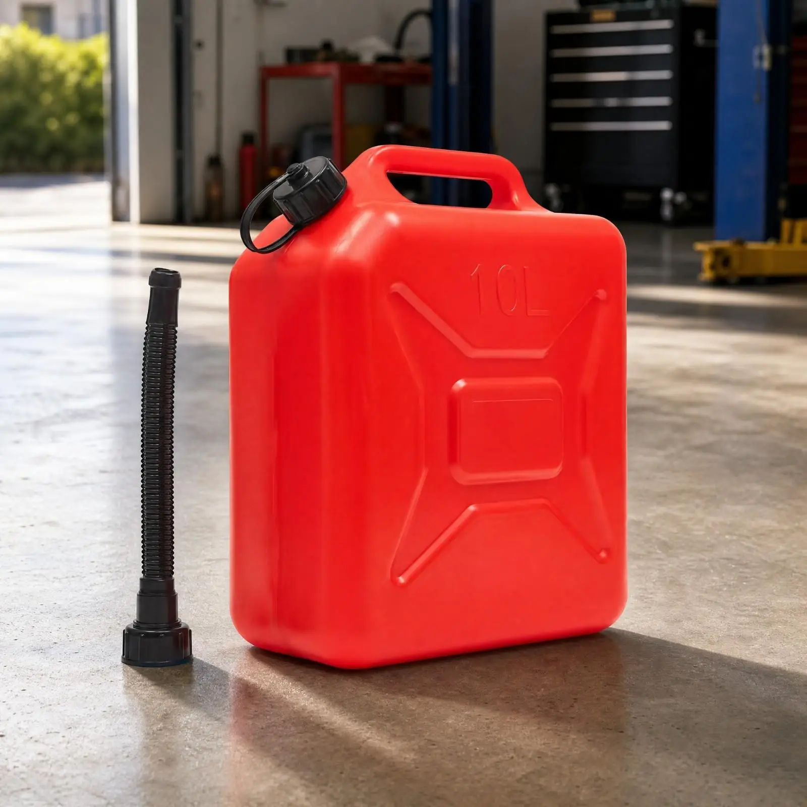 HDPE Plastic Fuel Container Multipurpose Fuel Can with Dispensing Hose Gas Can with Tethered Cap Portable