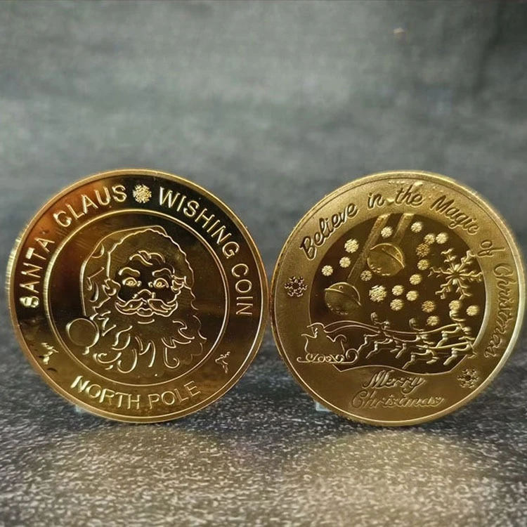 Monedas de deseos de Feliz Navidad, productos de monedas conmemorativas de Metal, regalo de Navidad para niños, regalo de Nochebuena pensativo, Navidad Natal