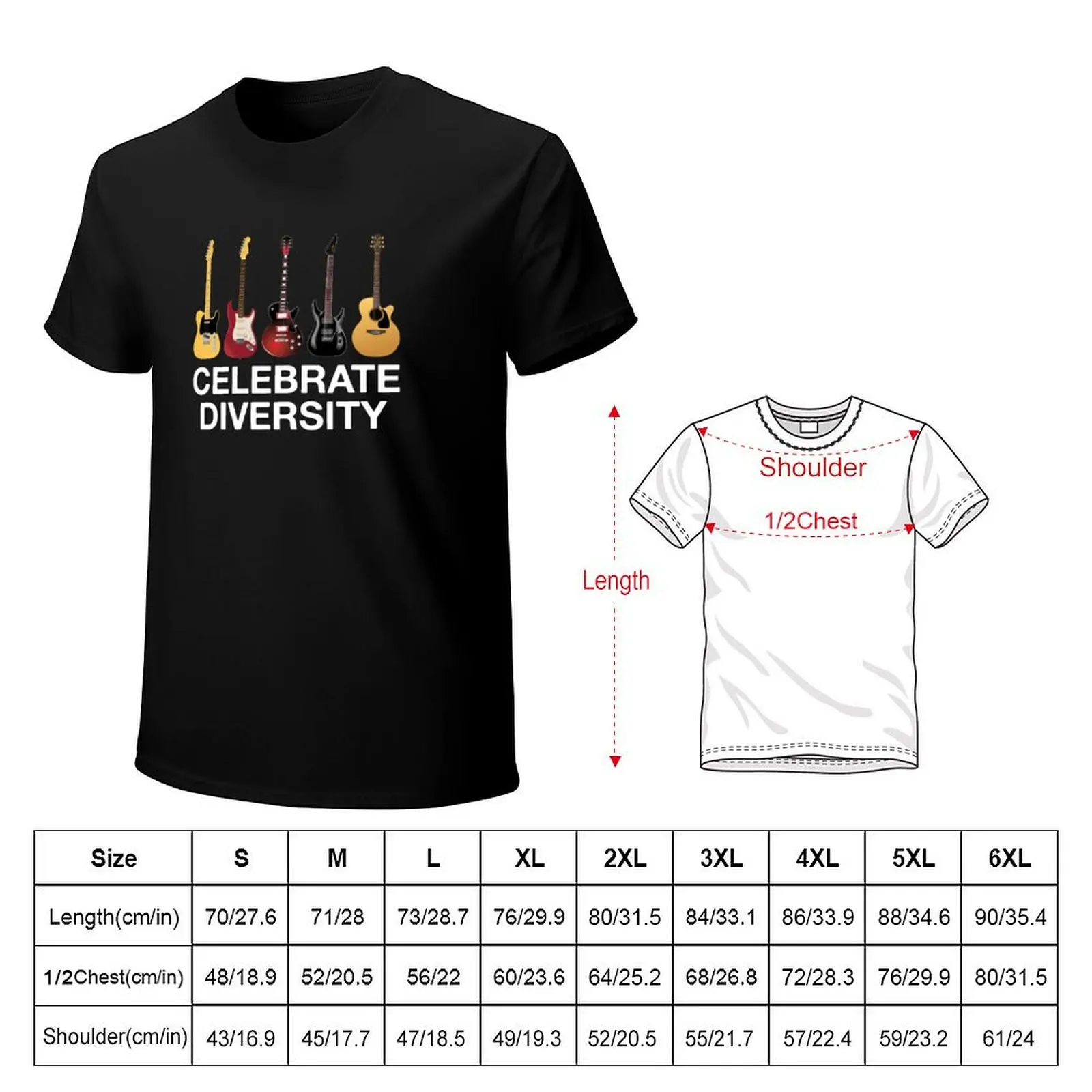 Celebrate Diversity Guitar T-Shirt Sporty Breathable Short Sleeve T-Shirt