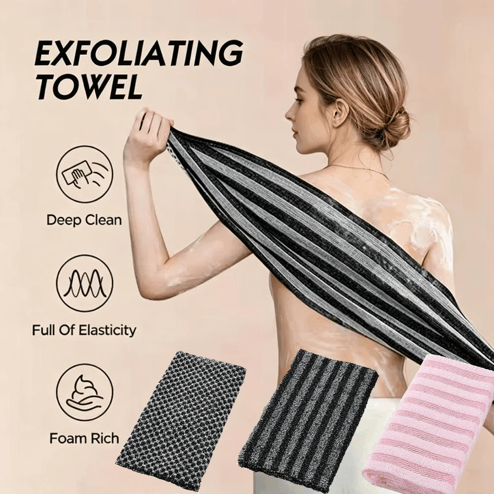 Japanese  Nylon Exfoliating Body Scrub Towel Elastic Back Rubbing Wash Cloth Deep Clean For Shower Bathroom Body Scrubber