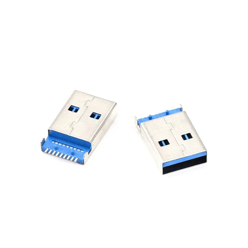 Conector USB 2,0 macho tipo A PCB, 10 piezas, 90 grados, 4 pines, AM 3,0