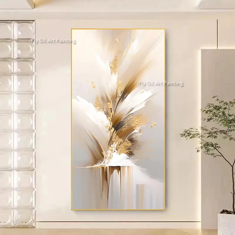 100% Hand‑Painted Mark Rothko Style Abstract Oil Painting, Gold Accent Heavy Texture Canvas Art, Contemporary Wall Hanging Decor