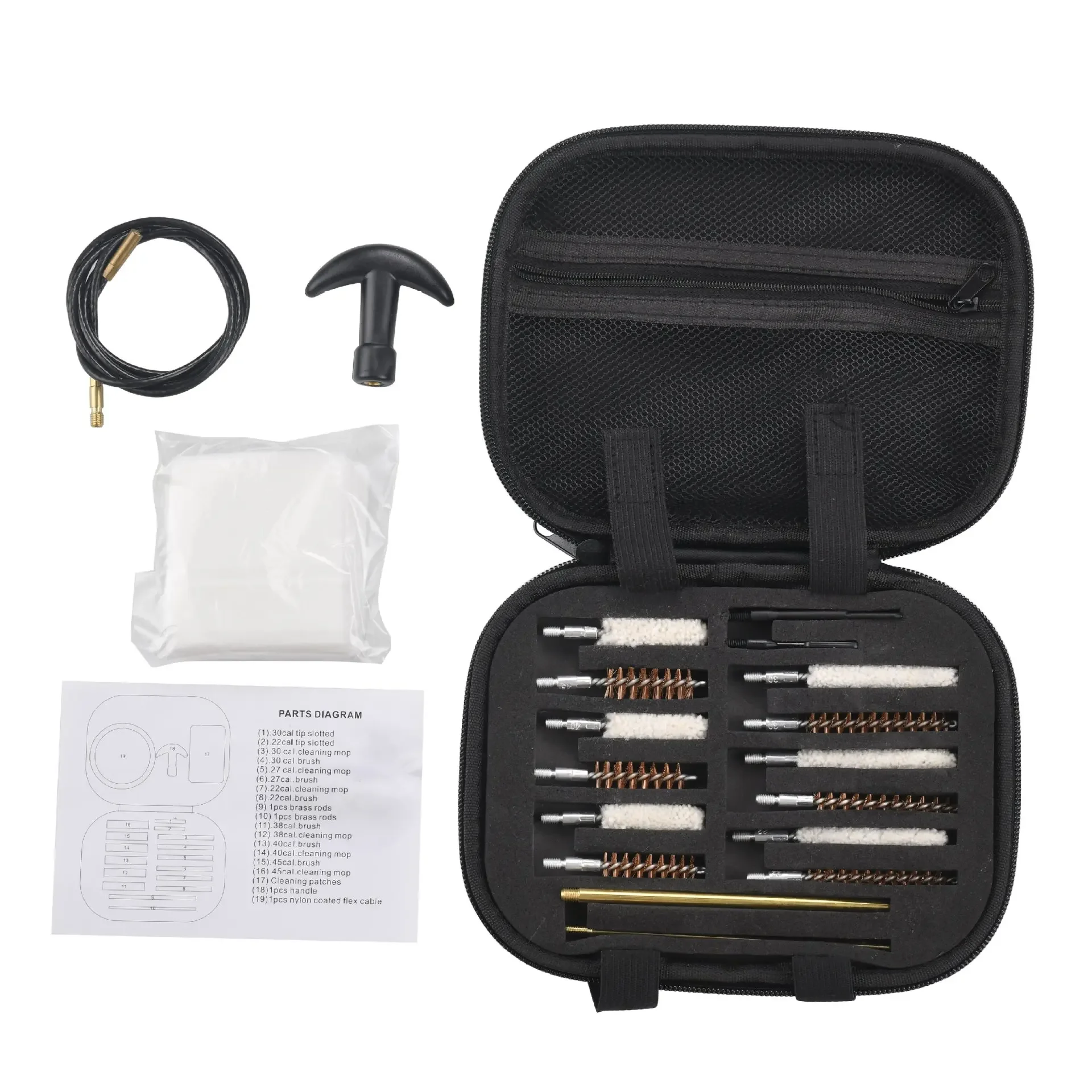 Gk28 Barrel Brush Barrel Cleaning Gun Cleaning Tool 19 Pcs Cloth Bag Set Pipe Cleaning Gun Brush Gun Accessories