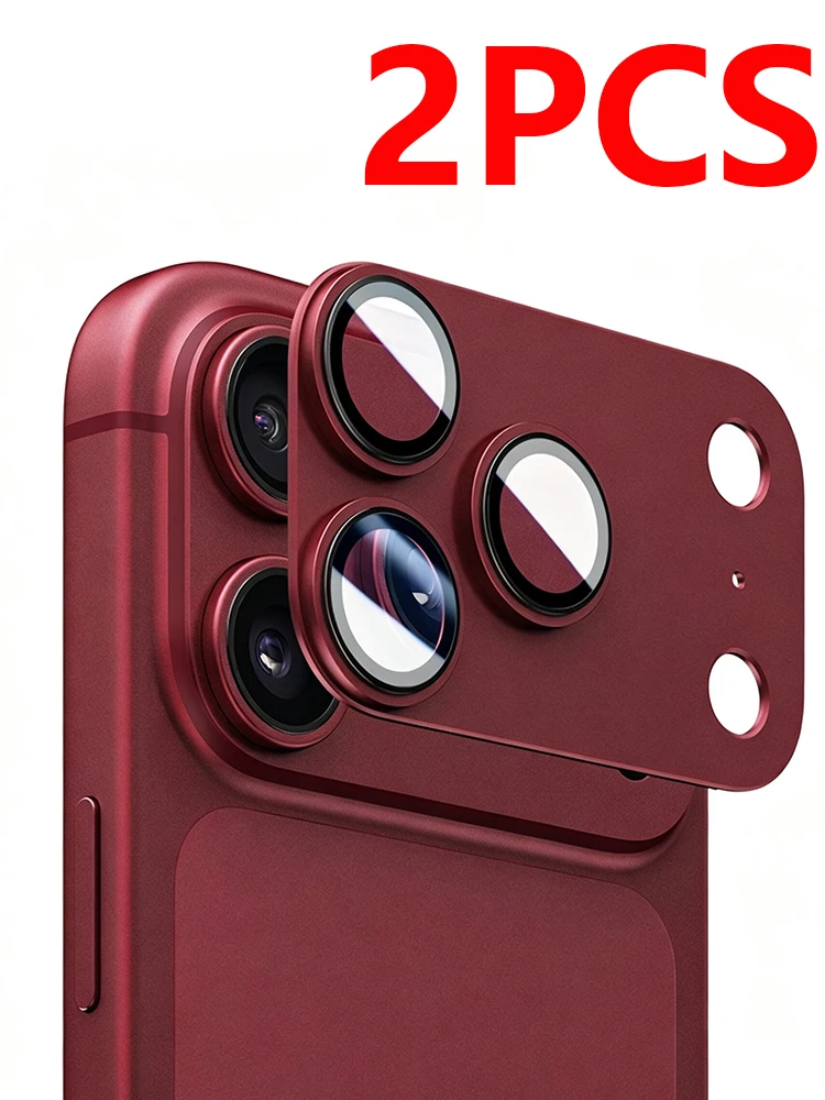 2 sztuki osłon obiektywu Aomor do iPhone 18 17 Pro Max, mocna adsorpcja, metalowe szkło hartowane 9H, pełna ochrona ekranu aparatu. — 2