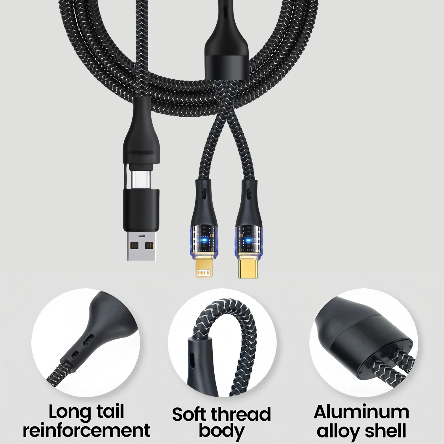 2 In 2 USB Fast Charging Cable For Samsung Xiaomi Huawei Mobile Phone USB Type C Phone Charging Cable