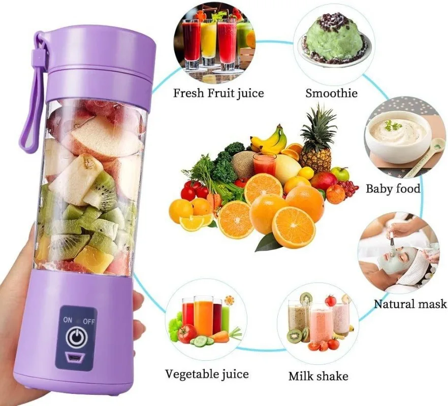 Mini spremiagrumi elettrico portatile Ricarica USB Frullato Milkshake Maker Spremiagrumi automatico Frutta Arancia Limone Frullatore da cucina