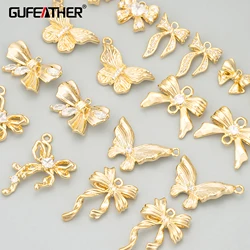 GUFEATHER,6pcs/lot,ME56,jewelry accessories,18k gold rhodium plated,copper,nickel free,zircon,charms,jewelry making,diy pendants