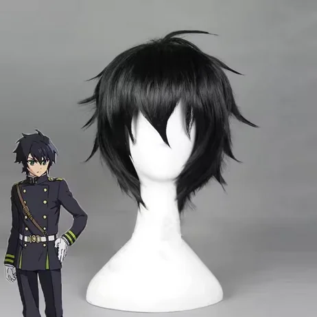 

Anime Seraph of the End Yuichiro Hyakuya Wig Cosplay Costume Owari no Seraph Black Short Men Heat Resistant Synthetic Hair Wigs