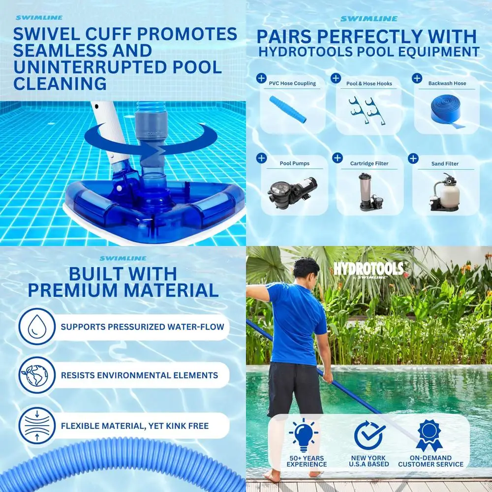 

Устойчивый к перегибам шланг для пылесоса для бассейнов 1,25 x 36 футов - совместим с пылесосами, скиммерами, фильтрующими насосами и инструментами для обслуживания бассейнов