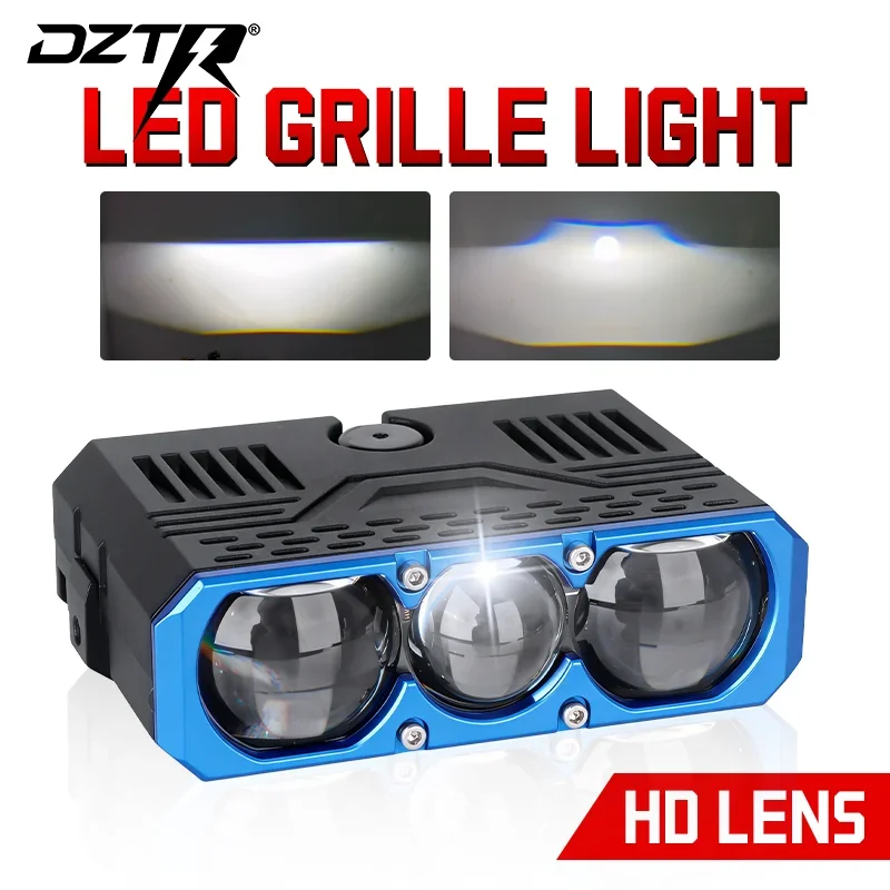 

Светодиодный прожектор DZTR с тремя линзами, 300 Вт, с переключением луча, универсальная светодиодная фара для автомобиля и мотоцикла, свет для решетки радиатора, автомобильные аксессуары