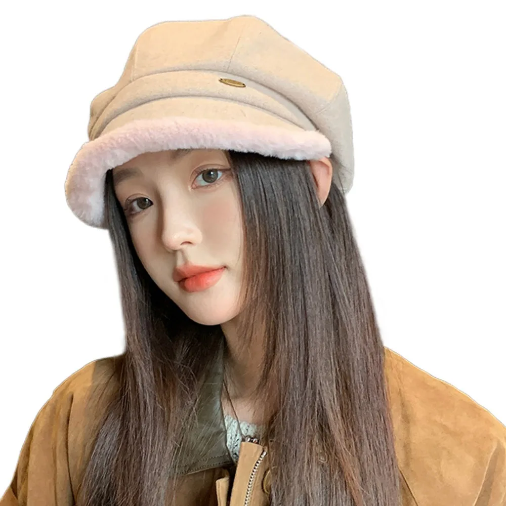 

Модные теплые зимние береты, шляпа из овечьего флиса, французская шляпа художника, однотонная простая кепка в стиле ретро, женская кепка