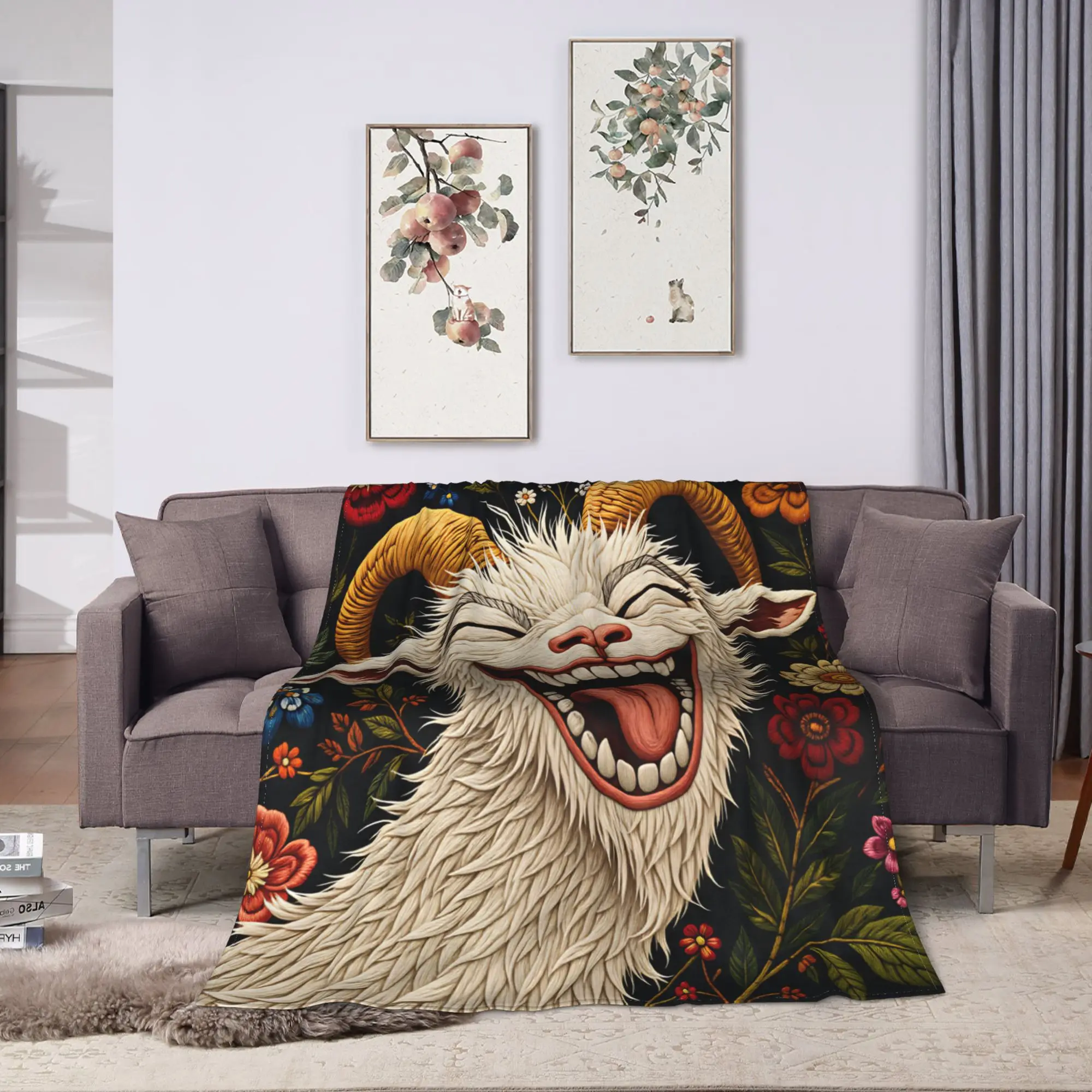 Screaming Goat  Flannel Blankets  Warm Soft Throw Blanket for Living Room Decorative Fluffy Bedspread Sofa Bed Cover