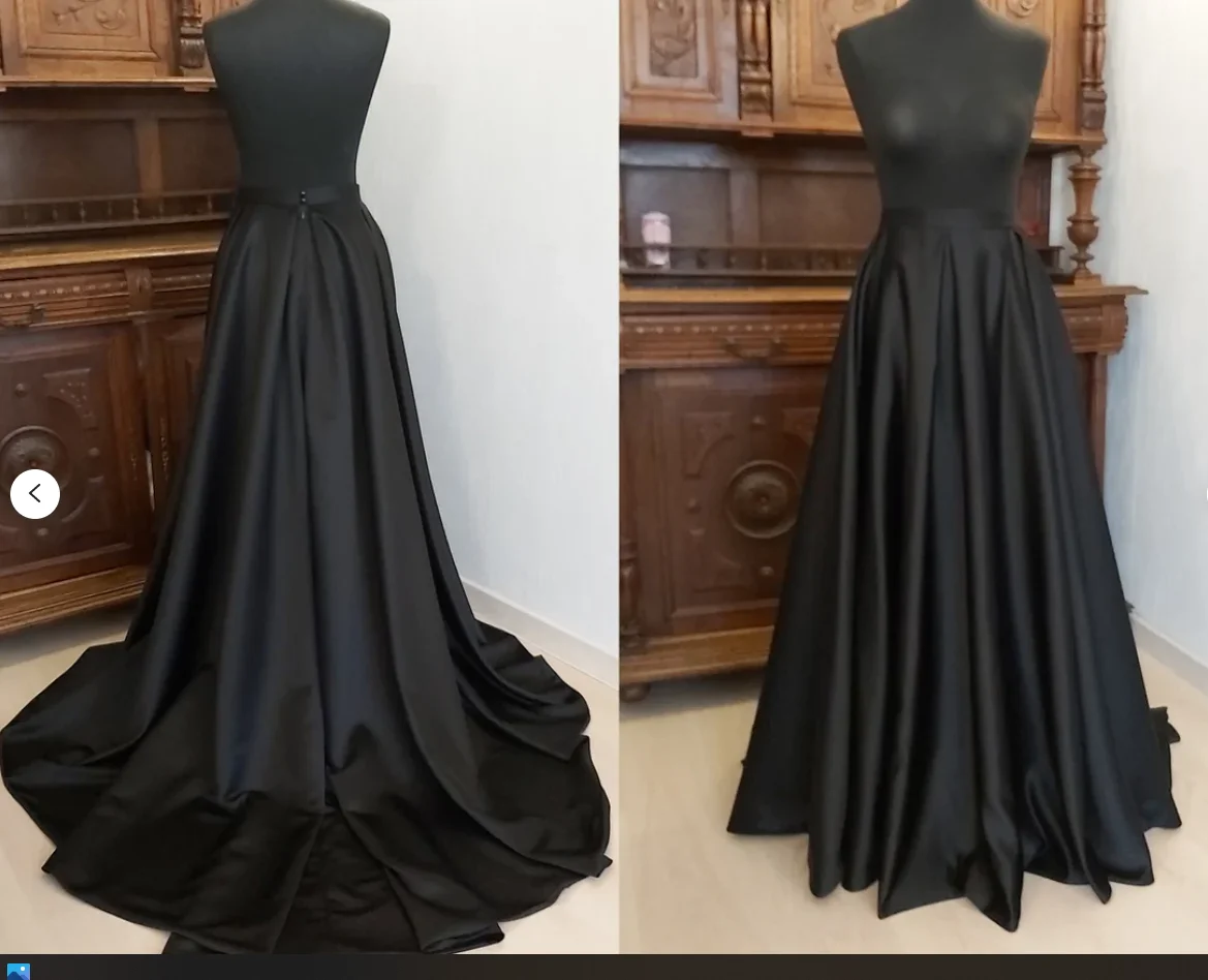 Black dress, long black dress skirt with train, alternative wedding, black wedding dress, Gothic wedding, independent dress