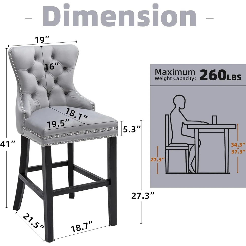 طقم مقعد مرتفع مكون من قطعتين، مخملي 26 كونترتوب مع زر خلفي وزخرفة برشام #3