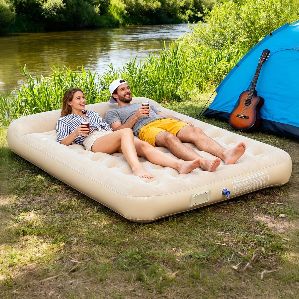 New Air Mattress Built-in Pump Self-inflating Mat Cushion Outdoor Tent Inflatable Bed Double sleeping Pad For Camping or Indoor image 3