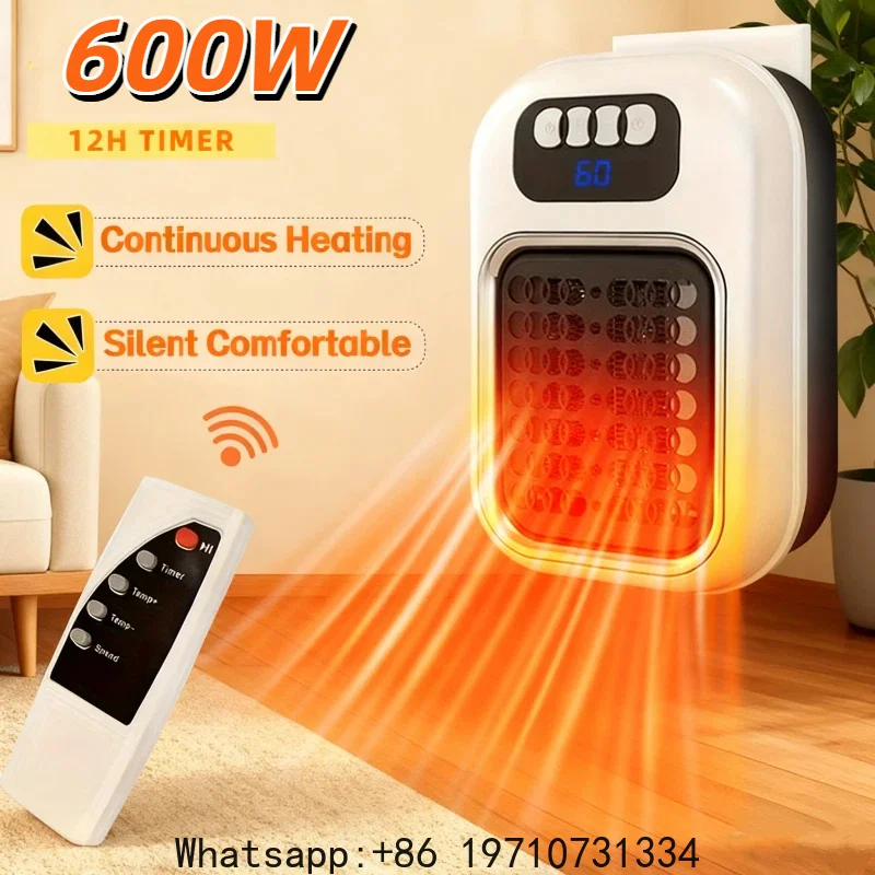 Portable Heater Electric Heater Plug in Wall Room Heater Mini Radiator Remote Warmer Machine Muted for Bedroom Bathroom Office