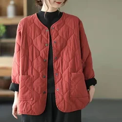 Veste matelassurera en coton chaud pour femme, manteau simple, mince, réducteur d'âge, célébrité, piedmont, femme, automne, hiver, nouveau, 2024