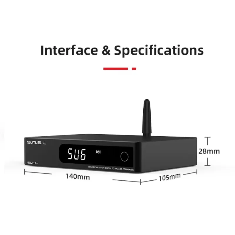 Декодер SMSL SU-6 ES9038Q2M OPA1612*4 32 бит/768 кГц DSD512 Bluetooth 5,0 SU6 настольный мини-аудио ЦАП с дистанционным управлением