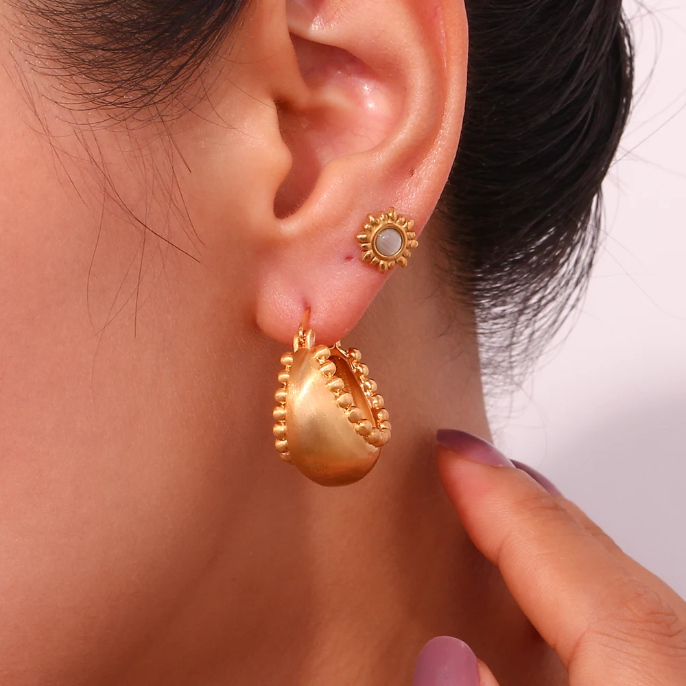 La.Muses Lovely Basket Boat Trendy Women\'s Hoop Earrings 2023 Creative Design Stainless Steel Jewelry And Accessories For Woman