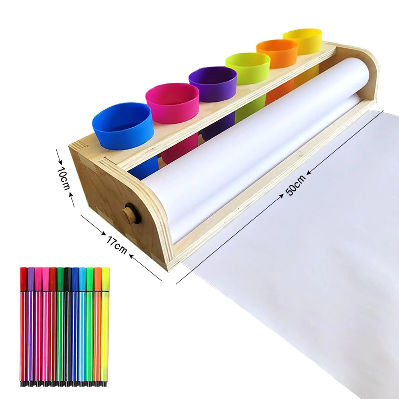 Desktop Paper Roll Dispenser with Art Drawing Paper Paper Roll Stand for Kids Drawing Writing Painting Parcel Murals