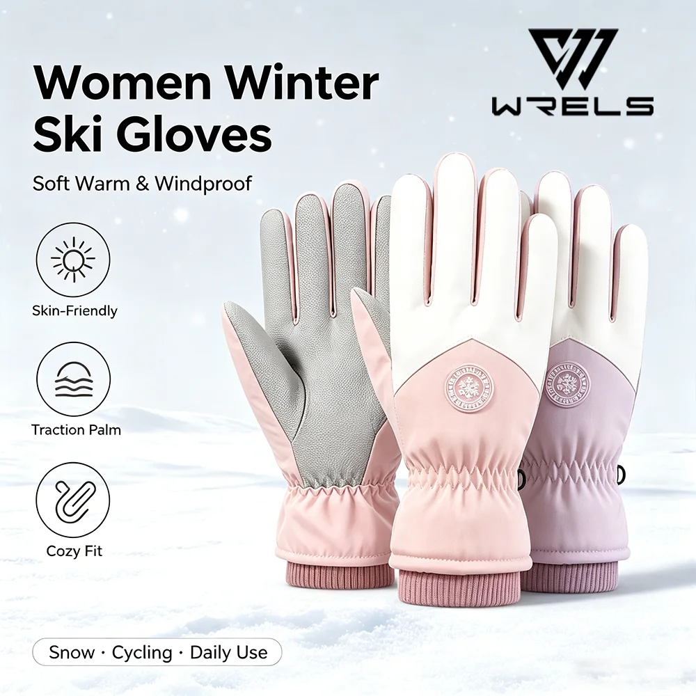 Winter Ski Gloves Wrist Support Waterproof Thinsulate Warm High Abrasion Resistance Gloves Men Women Touchscreen Snow Gloves
