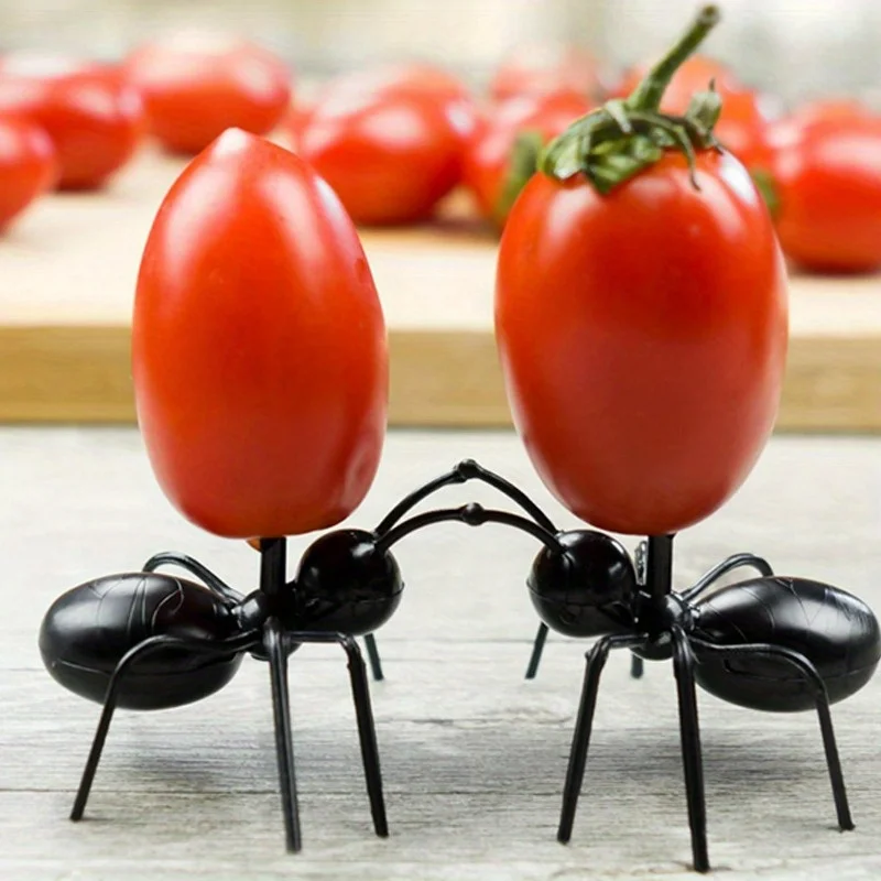 12pcs Whimsical Ant Fruit Forks Durable ABS Material Black Legs Red Body Perfect for Parties Appetizers