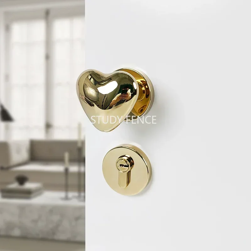 Zinc Alloy Heart-shaped Door Lock Set Indoor Silent Door Lock Suitable for New Door Installation Heart Shaped Handle Design