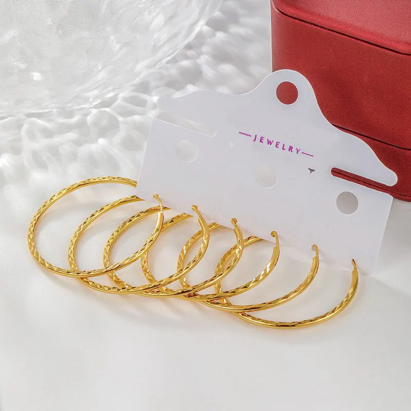 مجوهرات XP --- 30 40 ملم دائرة هوب أقراط للنساء مجوهرات الأزياء بالجملة 24 كيلو مطلية بالذهب الخالص صديقة للبيئة