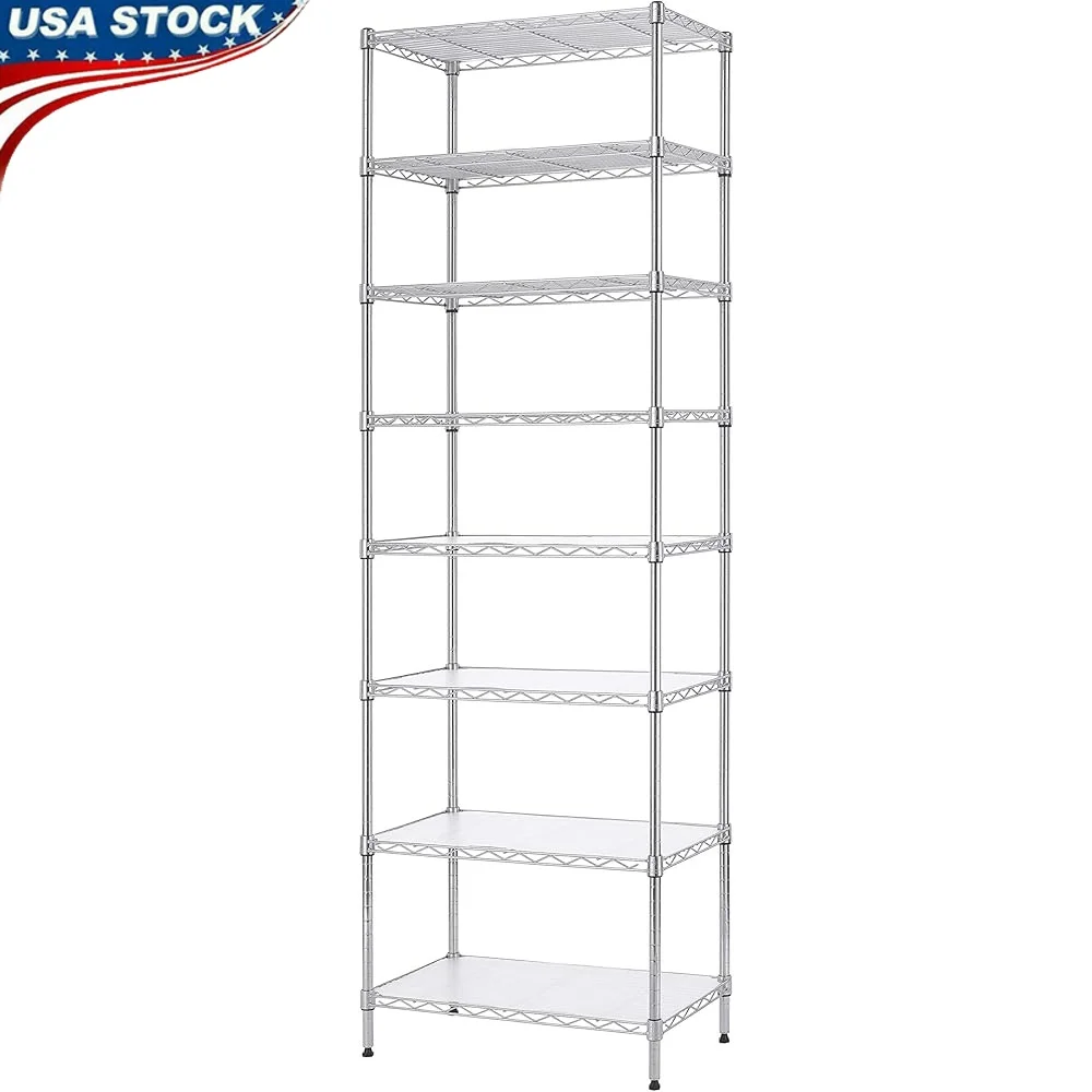 

8-Tier Adjustable Wire Shelving Unit Heavy Duty Storage Rack NSF Certified Rustproof Durable Easy Assembly Kitchen Garage Office