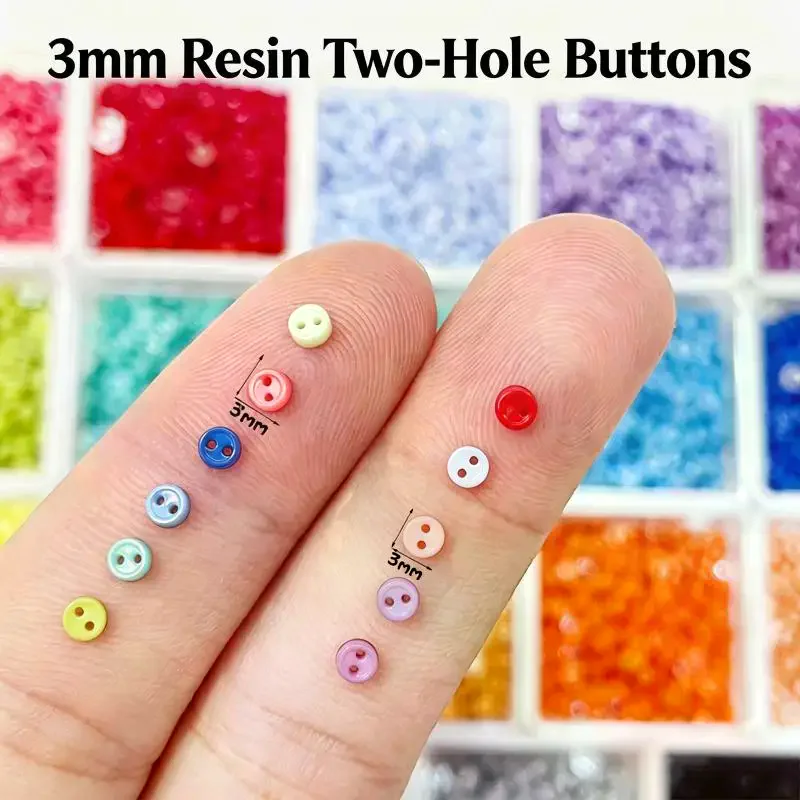 100Pcs 3mm Mini Buttons Retro Resin Button For DIY Cartoon Dolls Clothes Shoes Sewing Scrapbooking Card Making Needlework
